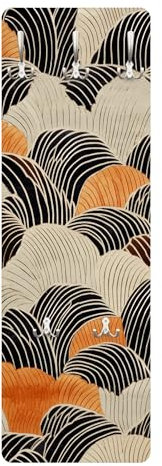 Bilderwelten Garderobe Abstrakt 105cm x 34cm Japan Illustration Modern Garderobenhaken Garderobenpaneel Flurgarderobe Flur-Möbel Wandgarderobe Holz