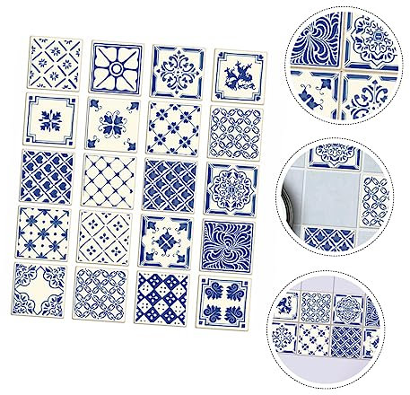 BESTonZON 20 Piezas Pegatinas de pared a prueba de aceite cáscara adhesivo para azulejo de piscina decoración pegatinas removibles pegatinas impermeables Ladrillo Decorar panel de pared 3d