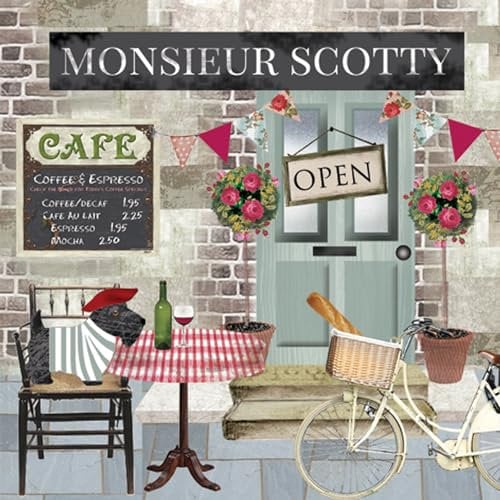 Servietten Papier 33x33cm 3-lagig 20 Stück - hochwertig & nachhaltig - Einweg Hochzeitsservietten - Papierservietten für Hochzeit Gastronomie Alltag - Cafe in Frankreich Motiv