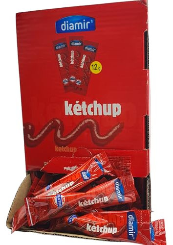 Ketchup Monodosis Diamir - Caja de 200 Monodosis de Ketchup de 12 gr. - Salsa Ketchup Individual