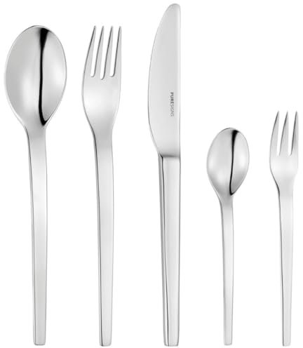 Puresigns SIX Besteckset Edelstahl Poliert Essbesteck Modern Silber 30-teilig | Für 6 Personen