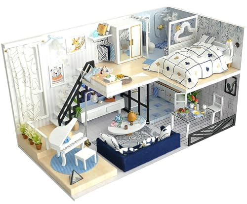 Habbari Miniaturhaus – Kreatives DIY Set zum Basteln – Originelles Geburtstagsgeschenk für Kinder & Erwachsene – Bezauberndes 3D Modell – Puppenhaus 1:24 - Motiv Polarlichtland