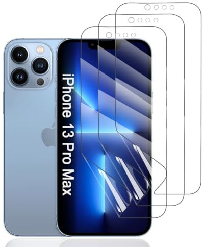 Hhfcryst Hydrogel Folie für iPhone 13 Pro Max, 3 Stück TPU Displayschutzfolie HD Transparent Weich Schutzfolie (Nicht Gehärtetes Glas)