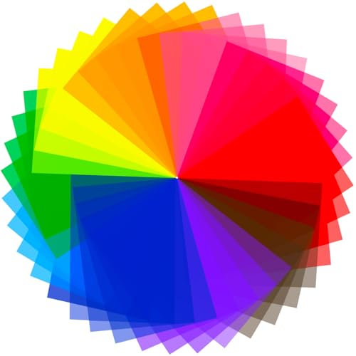 40 Pack Gel Light Filter Color Correction Colored Overlays Transparent Color Film Lighting Gel Filter Plastic Sheets Correction for Lamp, Headlight, Photo Studio Strobe, LED, Headlight Film