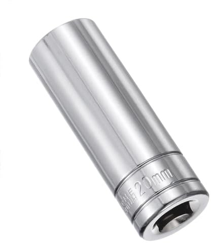 Juttzzei 6-Point Deep Socket, 1/2 Inch Drive 20mm Socket, Full Polishing CR-V Steel 20mm Socket 1/2 Drive with 78mm Length 6-Point Metric Sizes foe Car Home Repair Mechanical Maintenance - Silver