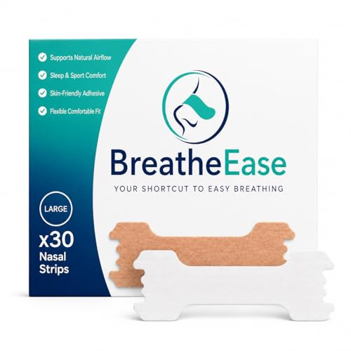 Nasal Strips for Breathing 30 Pieces Natural Nose Strips for Easier Breathing, Snore Relief & Night-Time Support, Nasal Breathing Aid, Anti-Snore Strips, Skin-Friendly (Beige, Large)