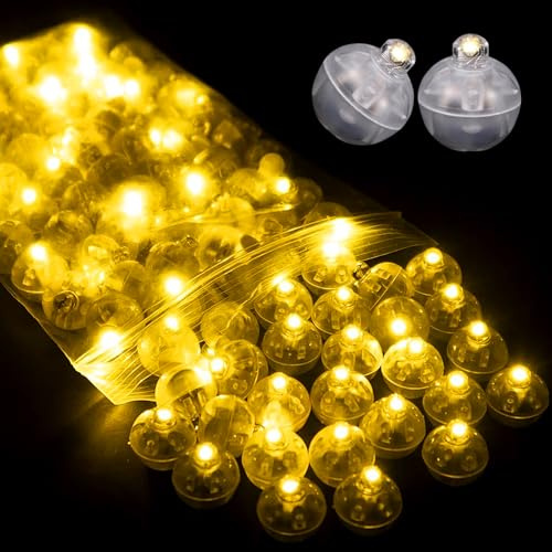 WoskjXas 100 Stück Runde Ballonlichter Mini Ballon Licht Led Luftballon Lichter Runde Led Ballonlichter Mini Balloon Lights für Weihnachten Halloween Dekoration [Warmweiß]
