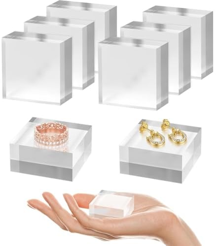 Uxsjakjsd Acrylic Square Riser for Display Stands 4 Pieces 2 X 2 X 1 Inch Base Blocks for Trophy Jewelry A