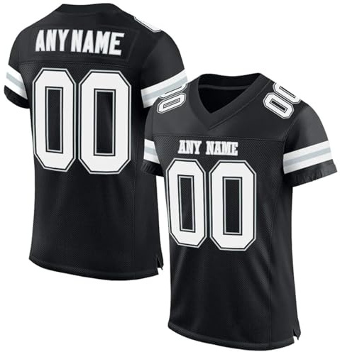 Personalised American Football Shirt for Men Women Kids, Add Your Own Name Number & Team, Lightweight Training Jersey Black