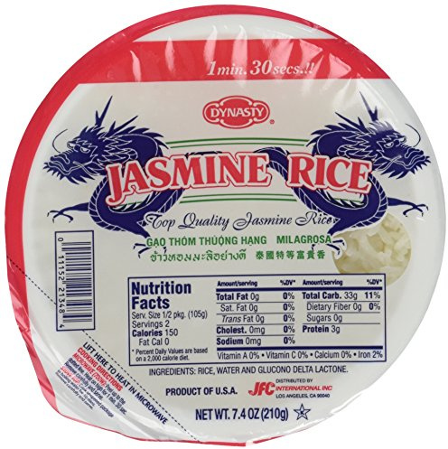 Arroz cocido de jazmín Dynasty, 7.40 onzas (paquete de 6)