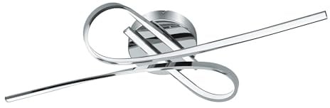 Eglo LED Ceiling Light Selvina, 2-Flame Ceiling Lamp, Living Room Light | Kitchen Lamp made of Aluminium and Plastic, Hallway ceiling light in Chrome, White, L 70 cm