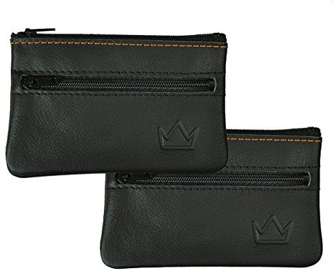 Lederprinz® | Schlüsseletui schwarz 2 Stück | echt Leder Schlüsseltasche Damen und Herren 3 Jahre erweiterte Garantie | Schlüsselmäppchen 2 Fächer | Handarbeit