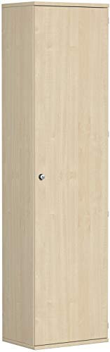 Geramöbel Garderobenschrank mit ausziehbarem Garderobenhalter, 2 Dekor-Einlegeböden, Schloss rechts, abschließbar, 600x425x2304, Ahorn/Ahorn