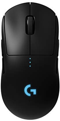 Logitech G PRO Wireless Gaming Mouse, HERO 25K Sensor, 25,600 DPI, RGB, Ultra Lightweight, 4-8 Programmable Buttons, Long Battery Life, POWERPLAY-compatible, UK Packaging, PC/Mac - Black