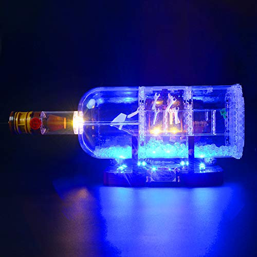 BRIKSMAX Led Beleuchtungsset für Schiff in der Flasche, Kompatibel Mit Lego 21313 Bausteinen Modell - Ohne Lego Set…