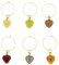 Glass Of Venice Juego de 6 Colgantes para Copas de Vino con corazón de Cristal de Murano