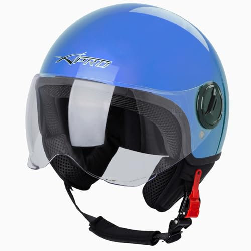 Motorradhelm Motorrad Roller Jet Helm Demi Avio Viser Homologiert SonicMoto Blau S