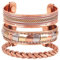 Touchstone Copper Magnetarmband im tibetischen Stil. Handgeschmiedet aus massivem und hochfestem reinem Kupfer. Set von 3 verschiedenen Designs mit 3 Metalltönen.
