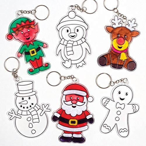 Baker Ross Porte-clés de Noël à Effet vitrail (Paquet de 6) - Loisirs créatifs et festifs pour Enfants