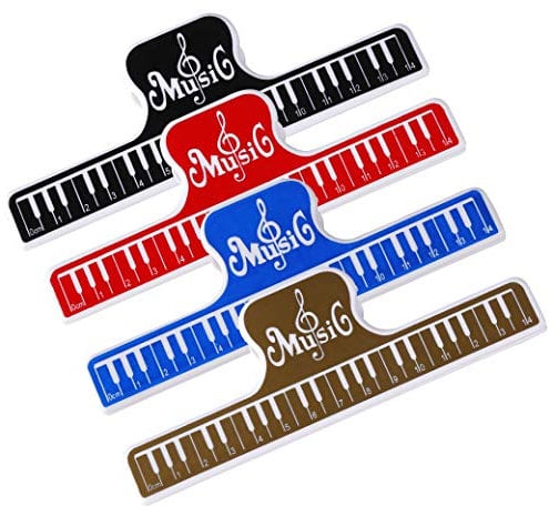 Plastic Music Holder Stand Sheet Book Page Clip Piano Score Sheet Folder Clamp Note File Clips for Piano Guitar Violin Playing Instruments and Reading Books, 4 Pack