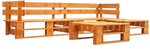 vidaXL Holz Garten Palettensofa 4-TLG. Sofagarnitur Sitzgarnitur Ecksofa Gartensofa Lounge Gartenmöbel Gartenset Palettenmöbel In/Outdoor Honigbraun