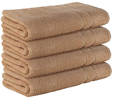 StickandShine 4er SET Premium Frottee Saunatuch 80x200 cm in hellbraun in 500g/m² aus 100% Baumwolle