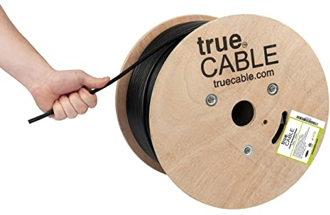 trueCABLE Cat6 Shielded Riser (CMR), 1000ft, Black, 23AWG Solid Bare Copper, 550MHz, PoE++ (4PPoE), ETL Listed, Overall Aluminum Foil Shield (F/UTP), Bulk Ethernet Cable