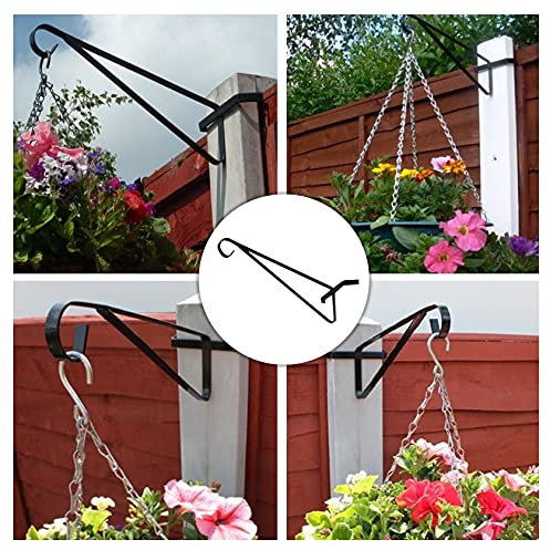 2 x Hanging Basket Brackets 13 In for Concrete Posts supports Easy Fill Baskets Sturdy Durable Rust-proof-No Drilling, Screwing or Fixing Can Bear 5KG Weight (2pc)