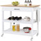 Yaheetech Plan de Travail Desserte sur roulettes Meuble de Cuisine 101 x 51 x 92 cm 2 Roues avec Frein 1 Tiroir 2 Étagères Blanc