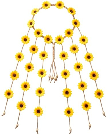 Sonnenblumen-Haarband, Hippie-Stirnband, Blumenkrone, Bohemian-Sonnenblumen-Perlen, anpassbarer Blumenkopfschmuck, Haar-Accessoires für Frauen, Hochzeit, Party, Festivals