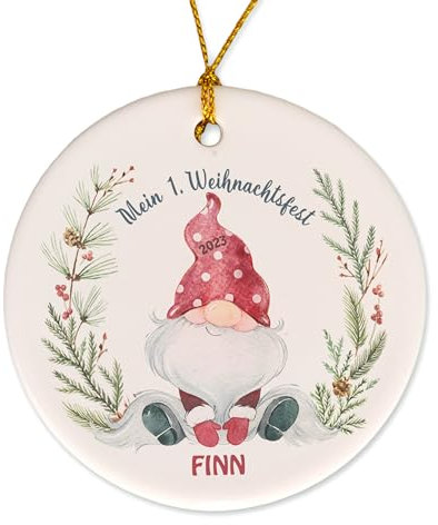 Feenstaub Weihnachtsschmuck Erstes Weihnachten Baby, personalisierbarer Christbaumschmuck Keramik-Anhänger, Geschenk Weihnachten Baumschmuck mit Namen, besonderer Weihnachtsbaumschmuck