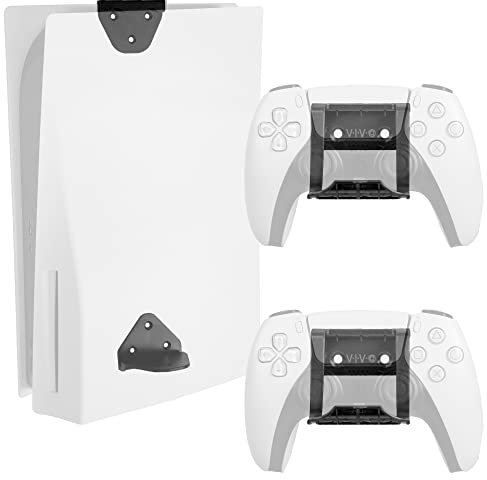 VIVO 2-in-1 Wall and Under Desk Mount Bracket Designed for PS5 Gaming Console, Playstation 5 Standard and Digital Edition, Vertical Wall Display, 2 Controller Mounts, Black, MOUNT-PS5C