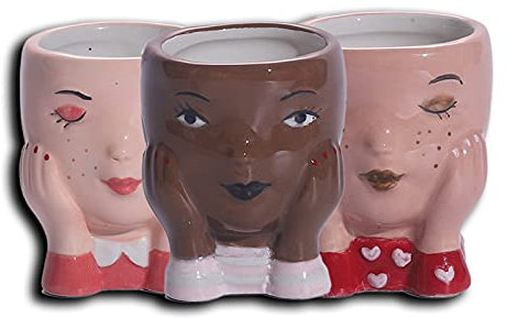 AJEYPMZ Pot de Fleur de Visage de personnalité Simple extérieure, Ornements en Pot de Bureau de Vase en céramique de Figure de Jardinage,Set of Three,6 * 5cm