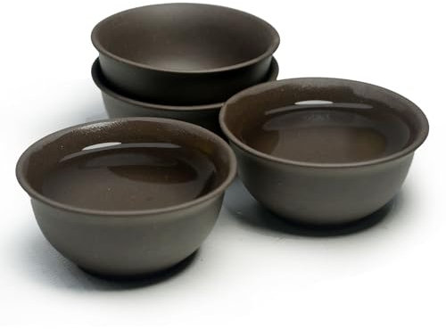 4 tazas de té de arcilla china Yixing negra auténtica Gongfu pequeñas (4 tazas pequeñas de 50 ml)