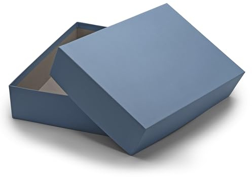 NEUSER PAPIER Geschenkbox mit Deckel DIN A4 – Aufbewahrungsbox Karton Graublau bezogen – Geschenkkarton Schachtel stapelbar 302 x 213 x 70 mm, 10 Stück