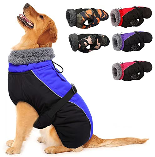 Wasserdichter Hundemantel Winter Warme Hundejacke, Hundebekleidung Outfit für kleine mittel große Hunde, Hundepullover mit Sicheren Reflexstreifen für Labrador Chihuahua Französische Bulldogge