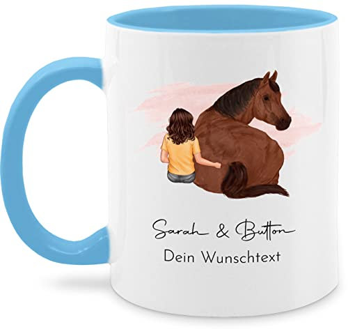 Tasse Tassen 325ml - Pferd - Pferdemädchen Namen - Pferde Mädchen Geschenk - 325 ml - Hellblau - geschenke für reiterinnen reitersachen pferden pferdemotiv glühweintassen pferdetassen