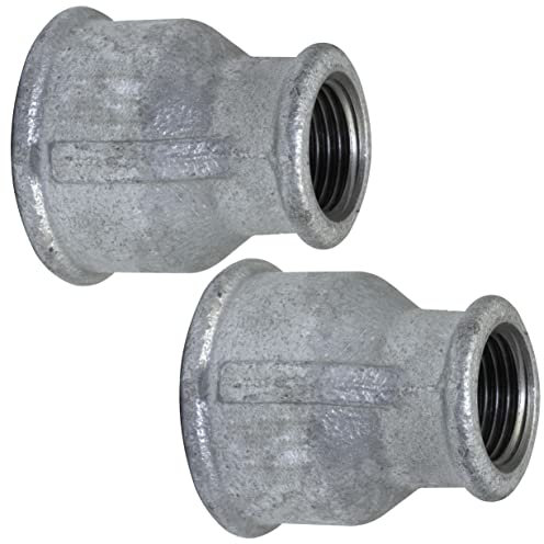 AERZETIX - C65097 - Set di 2 riduzioni femmina/femmina 1'' x 1/2 zincato - in ghisa - raccordo tubo filettatura avvitabile - idraulico-riscaldamento impianto acqua potabile manicotto alimentazione
