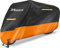 Maizjok Bache Moto Exterieur Etanche, Housse Moto Impermeable Interieur 210D Protection au Pluie Poussière UV Hiver Été, Couverture Mobylette Street/Sportive/Aventure/Cruiser/Touring (275x105x125cm)