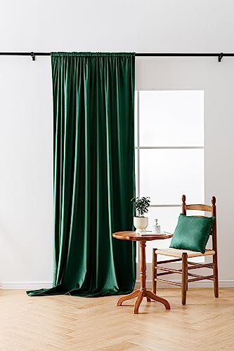 Verdunklungsvorhang Blickdicht Samt Velvet Dunkelgrün Vorhänge Gardinen mit Kräuselband Schlafzimmer Wohnzimmer 140x250 cm