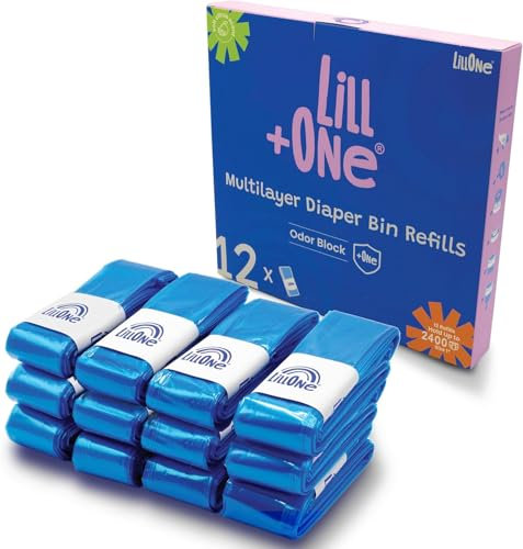 LillOne 12 Recharges UNIVERSELLLES Poubelles à Couches EXTRA LONGUES 7 Pli, Anti-Odeur - Compatibles avec Angelcare Tommee Tippee Twist & Click Simplee Tec LitterLocker et Autres - Lot de 12 Recharges