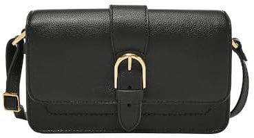 Fossil Damentasche Zoey, schwarze kleine Crossbodytasche aus Leder, L: 19,7 cm, B: 3,8 cm, H: 11,4 cm, ZB1937001