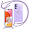 Yichxu Handyband für Samsung Galaxy A14 Hülle mit Band, Glitzer Herz Silikon Handyhülle Kordel zum Umhängen, Schutzhülle mit Kette TPU Stoßfest Necklace Handy Hülle für Samsung A14 4G/5G, Lila