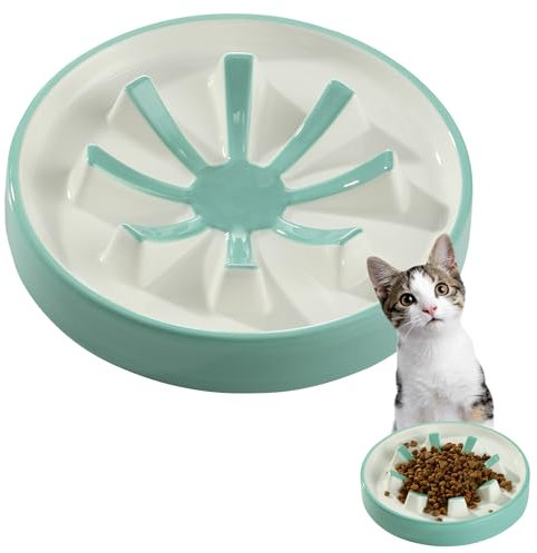 Navaris Gamelle Anti glouton Chien Chat - Bol en céramique Ø 20 cm pour Nourriture croquettes pâté Animal de Compagnie - Gamelle d'alimentation Lente Compatible Lave-Vaisselle