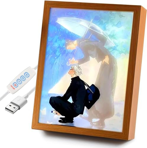 Funmo Jujutsu Kaisen Beleuchtete Gemälde,Gojo Satoru und Geto Suguru,Jujutsu Kaisen Manga,LED Wandkunst Dekor, LED Glowing Photo Frame, für Kinderzimmer Dekor Tischlampe