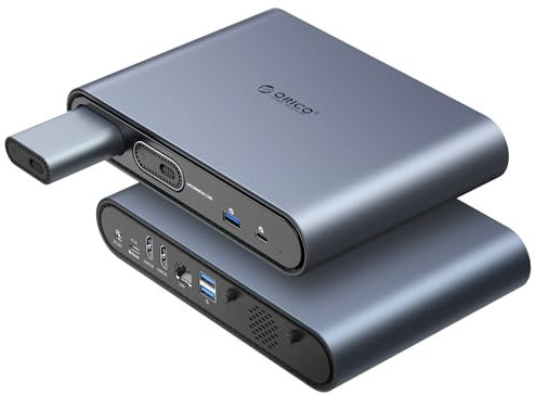ORICO USB C Docking Station 10 en 1 avec Boîtier M.2 SSD, 10Gbps USB-A, 2x4K@60Hz HDMI, 60W PD, Ethernet, 2 x USB A 2.0, DC 65W