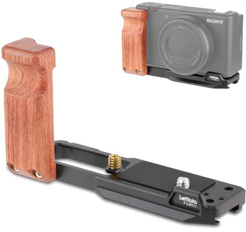 Leftfoto ZV-1 II L-Halterung, Schnellwechselplatte mit Holzgriff für Sony ZV-1 II/ZV-1/ZV1F/ZV-1M2/ZV-1 Mark II Vlog Digitalkamera, passend für Arca Swiss Standard für DJI RS Ronin Stabilisator