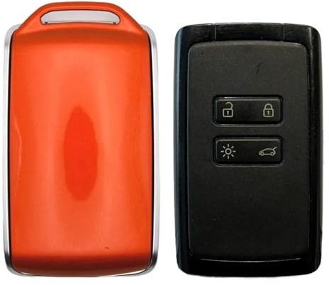 Coque de Clé Renault Clio Carte Main-Libre Compatible Renault/Dacia Made in France Peinture Automobile (Orange Valencia)