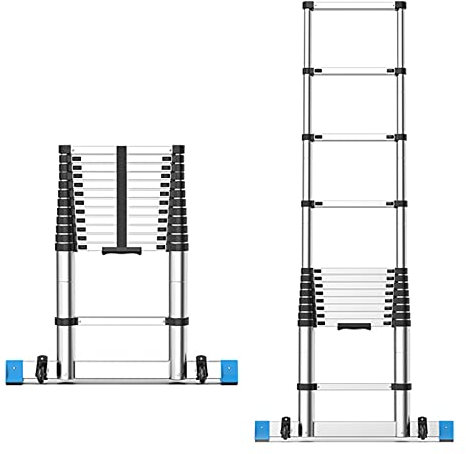 RASOANOA Telescoping Ladder Aluminum Alloy Household Loft Easy to use and Carry Telescopic Ladder EN131, Household Chores Hanging Picture Frames Painting Walls Change The Light Bulbs Extens Ambitious