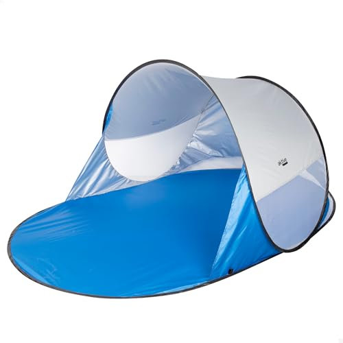 AKTIVE Tienda Playa, Pop up, 120x200x90 cm, 2 Personas, Protección UV50, Revestimiento Interior Plateado, Incluye piquetas, Columna Agua 300 mm, Bolsa de Transporte, Carpas Plegables (62322)